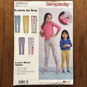 NEW Simplicity 8525 Childs Girls Size 3-6 Knit Leggings Waistline Trim Variation
